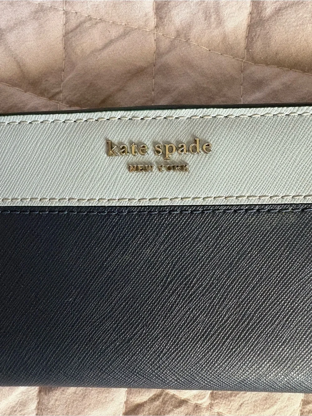 Kate Spade Staci Large Wallet Colorblock Navy Blue And Baby Blue